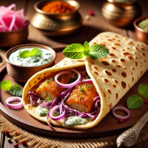 Spicy Masala Fish Kathi Roll with Chapati